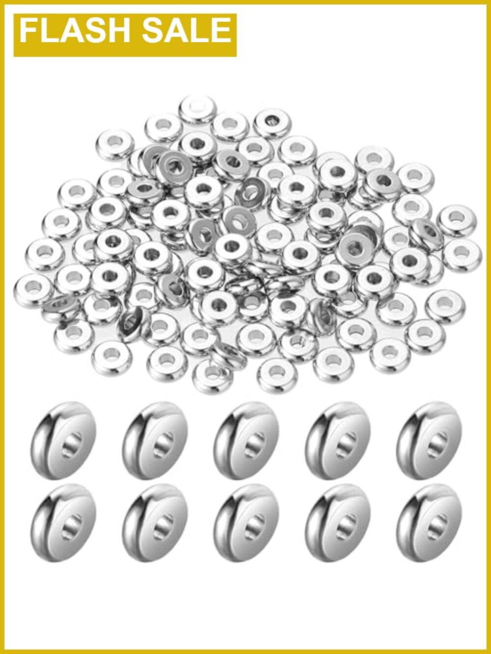 100 Pcs Flat Disc Spacer Beads 6mm Stainless Steel DIY Jewelry Making